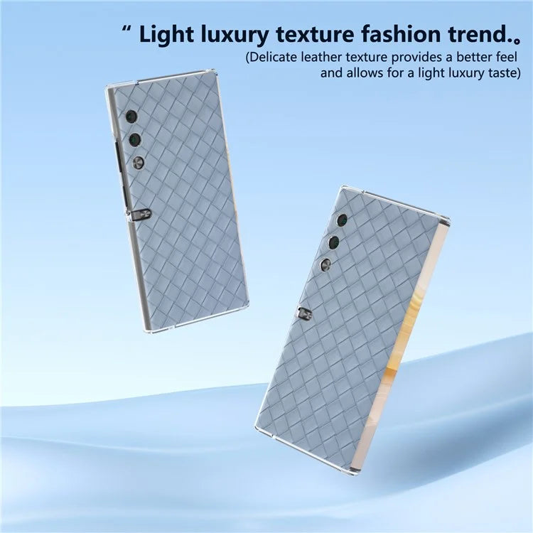 For Honor V Purse Case Woven Texture PU Leather+PC Phone Cover with Clear Edge