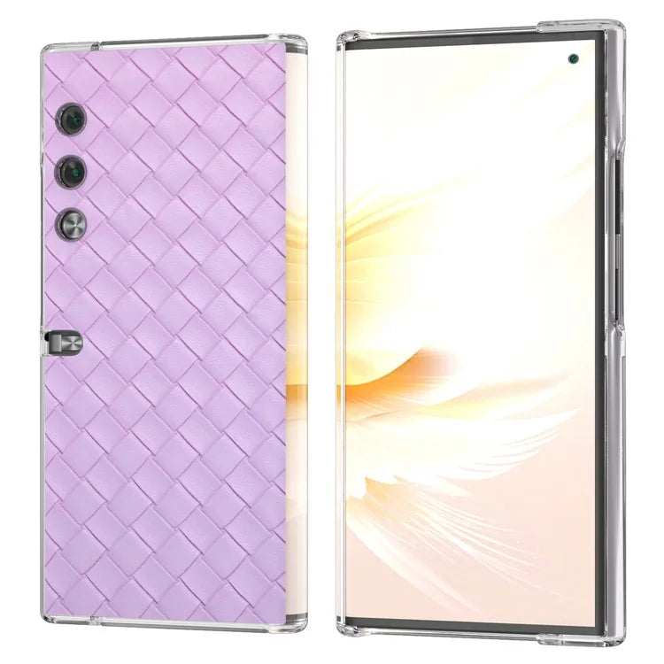 For Honor V Purse Case Woven Texture PU Leather+PC Phone Cover with Clear Edge