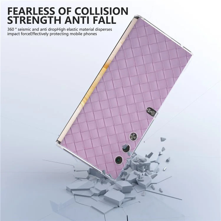 For Honor V Purse Case Woven Texture PU Leather+PC Phone Cover with Clear Edge