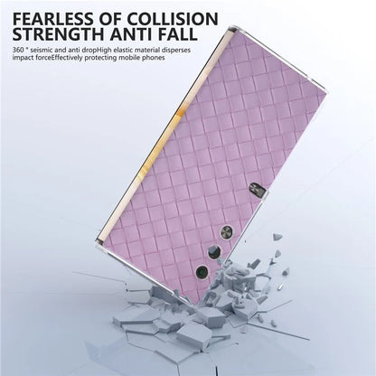 For Honor V Purse Case Woven Texture PU Leather+PC Phone Cover with Clear Edge