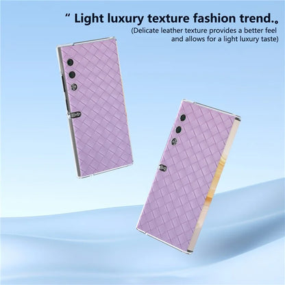 For Honor V Purse Case Woven Texture PU Leather+PC Phone Cover with Clear Edge