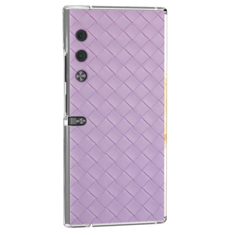 For Honor V Purse Case Woven Texture PU Leather+PC Phone Cover with Clear Edge
