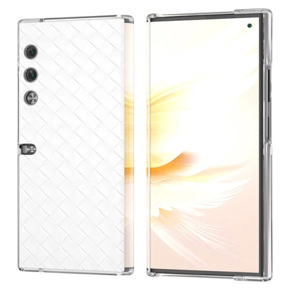 For Honor V Purse Case Woven Texture PU Leather+PC Phone Cover with Clear Edge