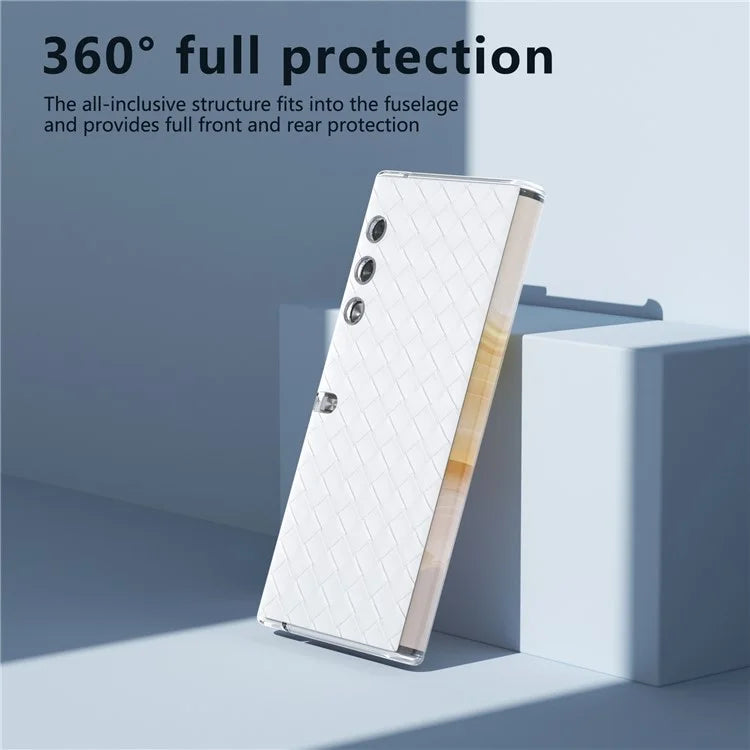 For Honor V Purse Case Woven Texture PU Leather+PC Phone Cover with Clear Edge