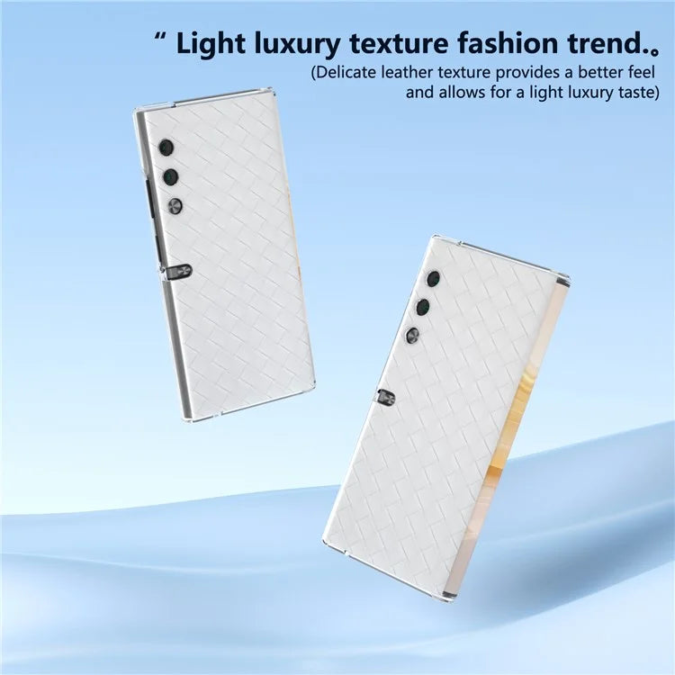 For Honor V Purse Case Woven Texture PU Leather+PC Phone Cover with Clear Edge