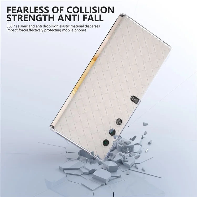 For Honor V Purse Case Woven Texture PU Leather+PC Phone Cover with Clear Edge