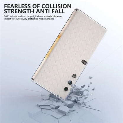 For Honor V Purse Case Woven Texture PU Leather+PC Phone Cover with Clear Edge