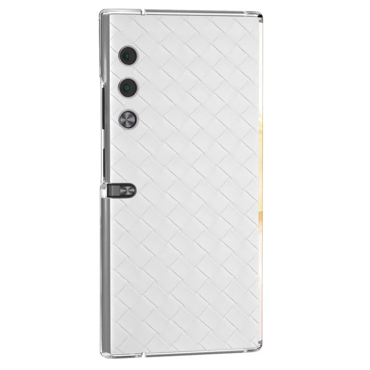 For Honor V Purse Case Woven Texture PU Leather+PC Phone Cover with Clear Edge