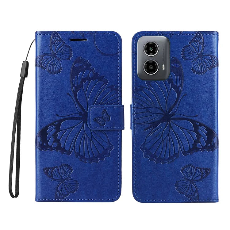 KT Imprinting Flower Series-2 For Motorola Moto G34 5G Case Floral Butterfly Design Flip Leather Phone Cover