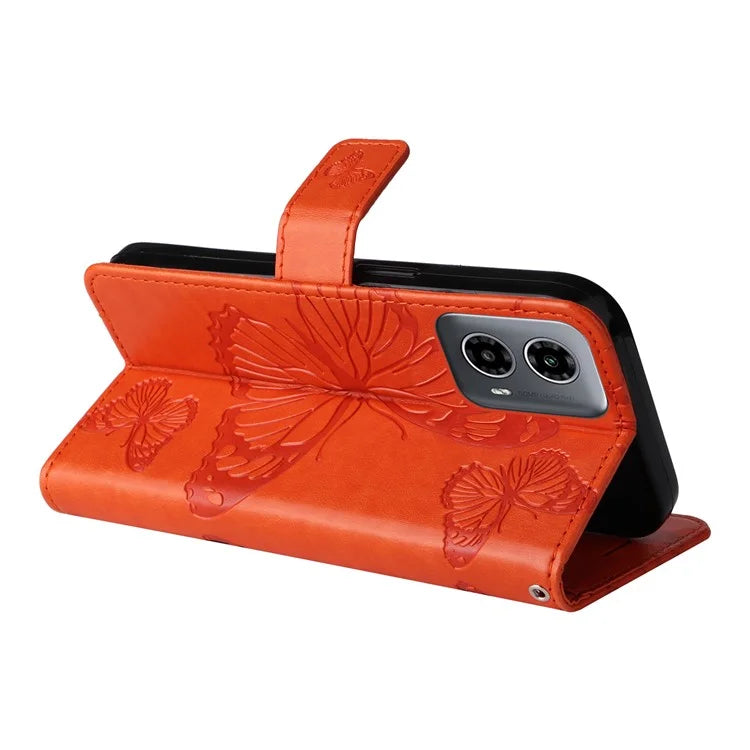 KT Imprinting Flower Series-2 For Motorola Moto G34 5G Case Floral Butterfly Design Flip Leather Phone Cover