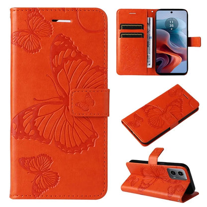 KT Imprinting Flower Series-2 For Motorola Moto G34 5G Case Floral Butterfly Design Flip Leather Phone Cover
