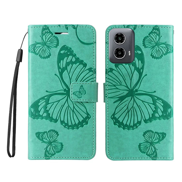 KT Imprinting Flower Series-2 For Motorola Moto G34 5G Case Floral Butterfly Design Flip Leather Phone Cover