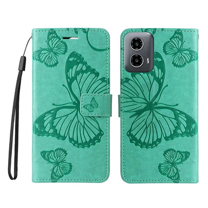 KT Imprinting Flower Series-2 For Motorola Moto G34 5G Case Floral Butterfly Design Flip Leather Phone Cover