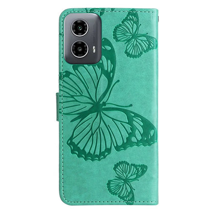 KT Imprinting Flower Series-2 For Motorola Moto G34 5G Case Floral Butterfly Design Flip Leather Phone Cover
