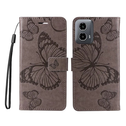KT Imprinting Flower Series-2 For Motorola Moto G34 5G Case Floral Butterfly Design Flip Leather Phone Cover