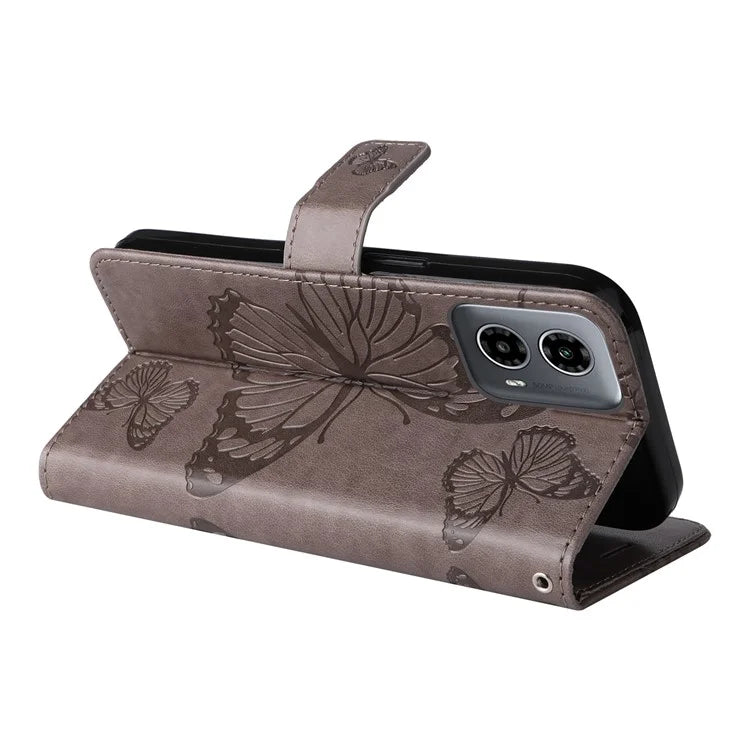 KT Imprinting Flower Series-2 For Motorola Moto G34 5G Case Floral Butterfly Design Flip Leather Phone Cover