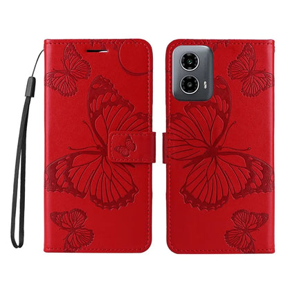 KT Imprinting Flower Series-2 For Motorola Moto G34 5G Case Floral Butterfly Design Flip Leather Phone Cover
