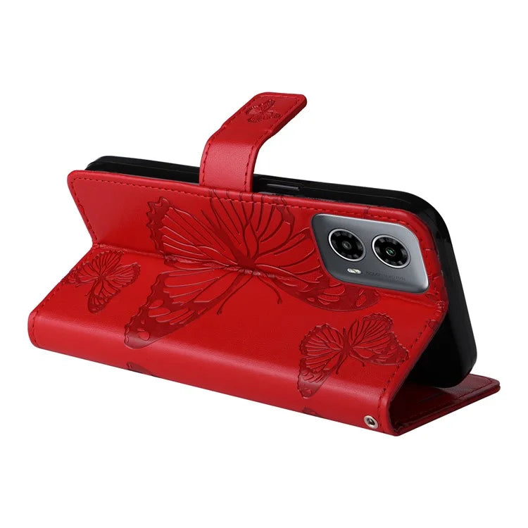 KT Imprinting Flower Series-2 For Motorola Moto G34 5G Case Floral Butterfly Design Flip Leather Phone Cover