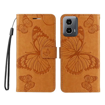 KT Imprinting Flower Series-2 For Motorola Moto G34 5G Case Floral Butterfly Design Flip Leather Phone Cover