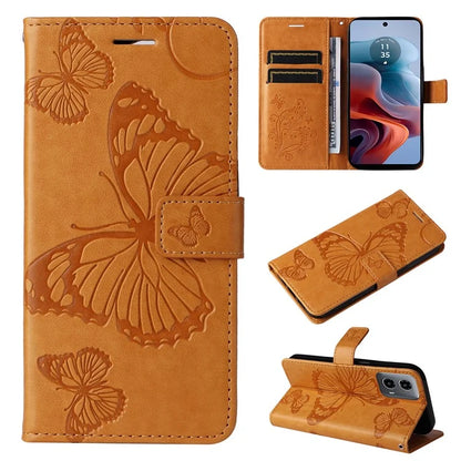 KT Imprinting Flower Series-2 For Motorola Moto G34 5G Case Floral Butterfly Design Flip Leather Phone Cover