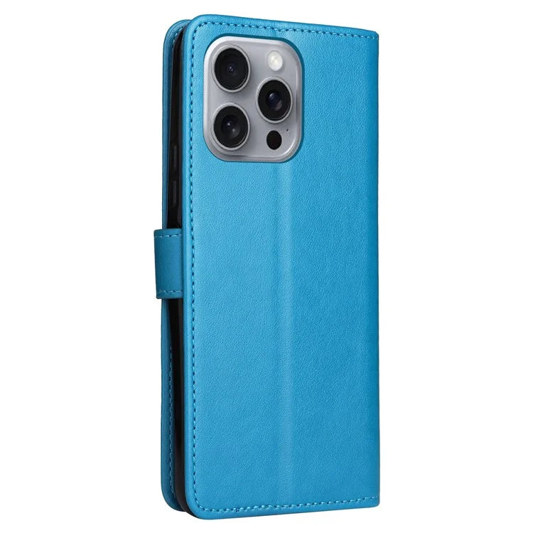 KT Imprinting Flower Series-4 For iPhone 16 Pro Max Leather Phone Case PU Leather Cat Bee Pattern Phone Cover