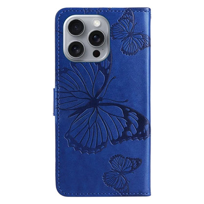 KT Imprinting Flower Series-2 For iPhone 16 Pro Max Case Floral Butterfly Design Leather Stand Phone Cover