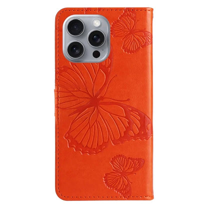 KT Imprinting Flower Series-2 For iPhone 16 Pro Max Case Floral Butterfly Design Leather Stand Phone Cover