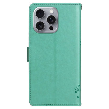 KT Imprinting Flower Series-3 For iPhone 16 Pro Max Case Protective PU Leather Phone Cover Cat Tree Pattern