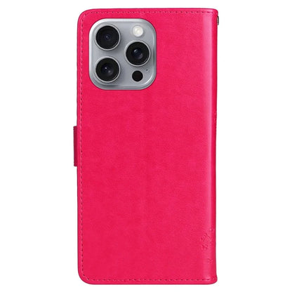 KT Imprinting Flower Series-3 For iPhone 16 Pro Max Case Protective PU Leather Phone Cover Cat Tree Pattern