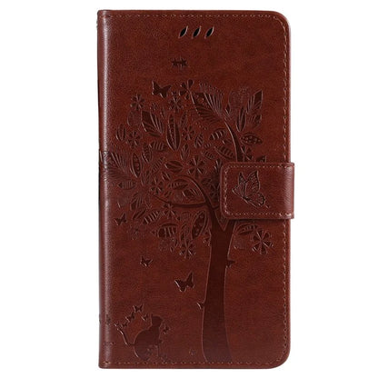 KT Imprinting Flower Series-3 For iPhone 16 Pro Max Case Protective PU Leather Phone Cover Cat Tree Pattern