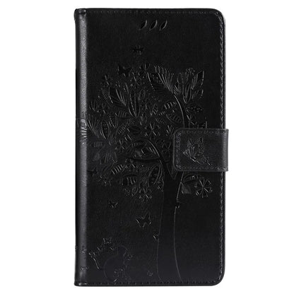 KT Imprinting Flower Series-3 For iPhone 16 Pro Max Case Protective PU Leather Phone Cover Cat Tree Pattern