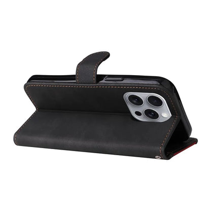 For iPhone 16 Pro Max Case with Hand Strap 3-color Splicing Leather Wallet Phone Cover