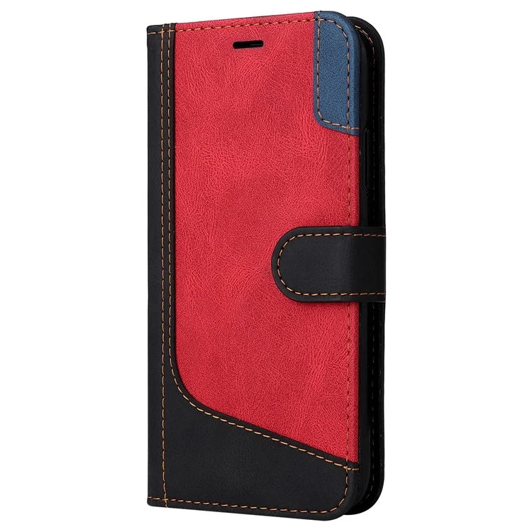 For iPhone 16 Pro Max Case with Hand Strap 3-color Splicing Leather Wallet Phone Cover