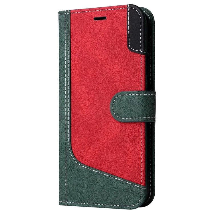 For iPhone 16 Pro Max Case with Hand Strap 3-color Splicing Leather Wallet Phone Cover