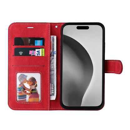 For iPhone 16 Pro Max Case with Hand Strap 3-color Splicing Leather Wallet Phone Cover