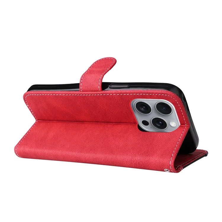 For iPhone 16 Pro Max Case with Hand Strap 3-color Splicing Leather Wallet Phone Cover