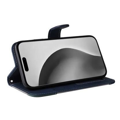 For iPhone 16 Pro Max Case with Hand Strap 3-color Splicing Leather Wallet Phone Cover