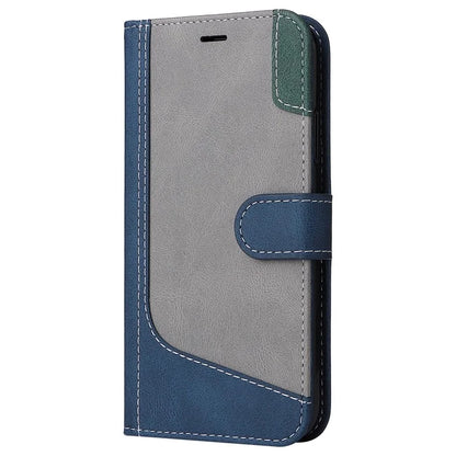 For iPhone 16 Pro Max Case with Hand Strap 3-color Splicing Leather Wallet Phone Cover