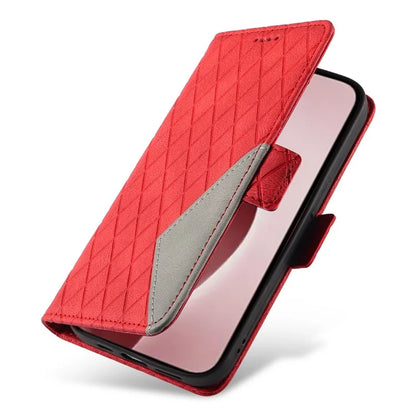 For iPhone 16 Pro Case Rhombus Grid PU Leather Wallet Mobile Phone Cover