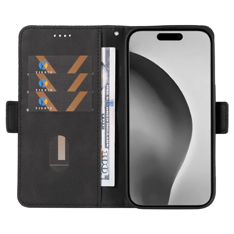 For iPhone 16 Pro Max Case PU Leather Wallet Phone Cover Rhombus Grid Imprinted