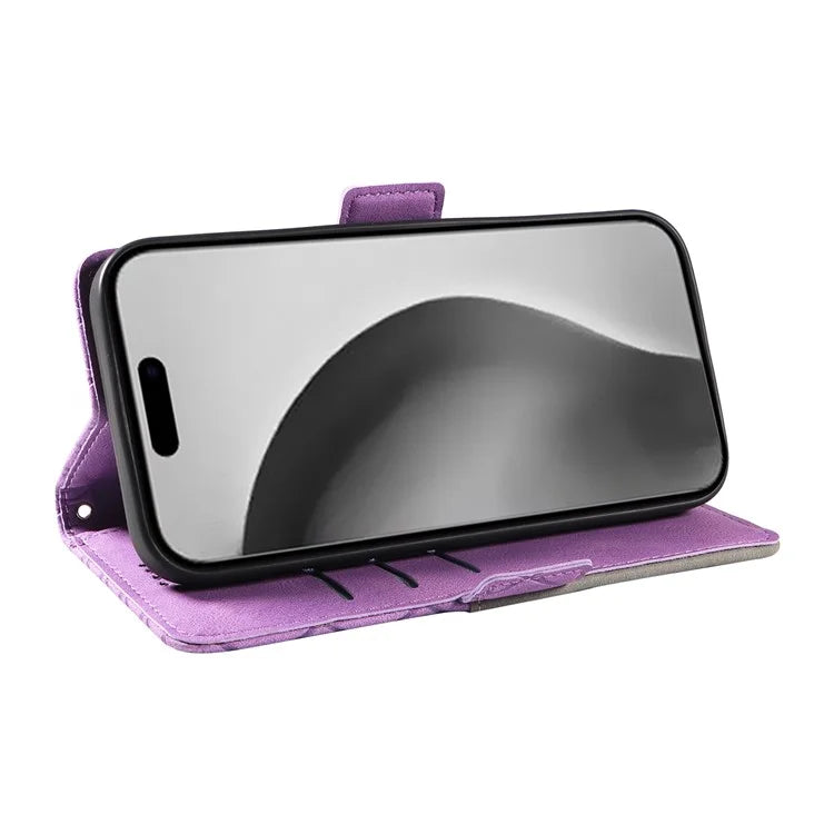 For iPhone 16 Pro Max Case PU Leather Wallet Phone Cover Rhombus Grid Imprinted