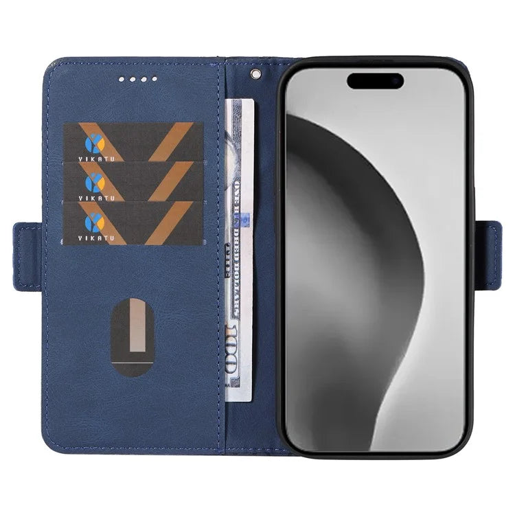 For iPhone 16 Pro Max Case PU Leather Wallet Phone Cover Rhombus Grid Imprinted