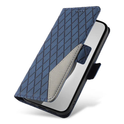 For iPhone 16 Pro Max Case PU Leather Wallet Phone Cover Rhombus Grid Imprinted