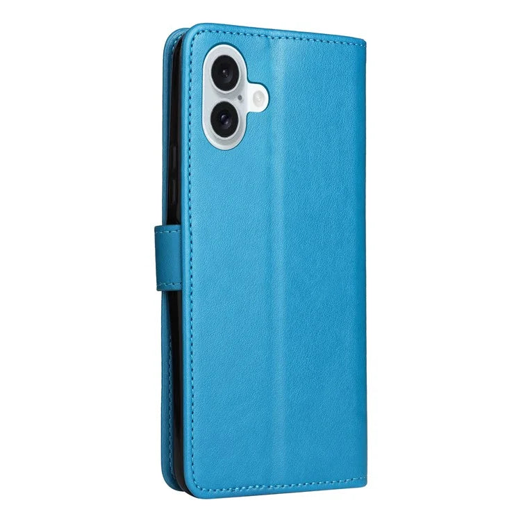 KT Imprinting Flower Series-4 For iPhone 16 Plus Case with Strap Cat Bee Pattern Leather Cover