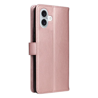 KT Imprinting Flower Series-4 For iPhone 16 Plus Case with Strap Cat Bee Pattern Leather Cover