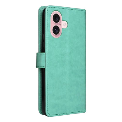 KT Imprinting Flower Series-4 For iPhone 16 Case Cat Bee Pattern Leather Cover with Strap