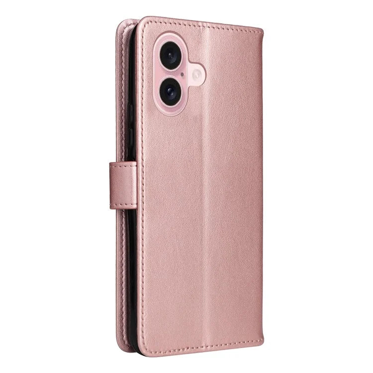 KT Imprinting Flower Series-4 For iPhone 16 Case Cat Bee Pattern Leather Cover with Strap