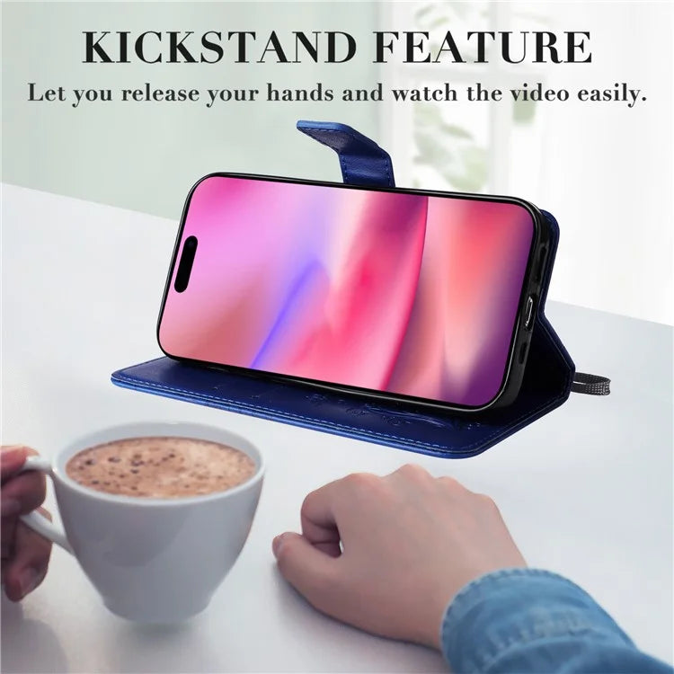 KT Imprinting Flower Series-2 For iPhone 16 Wallet Case Protective Leather Flip Cover
