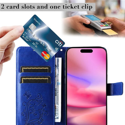 KT Imprinting Flower Series-2 For iPhone 16 Wallet Case Protective Leather Flip Cover