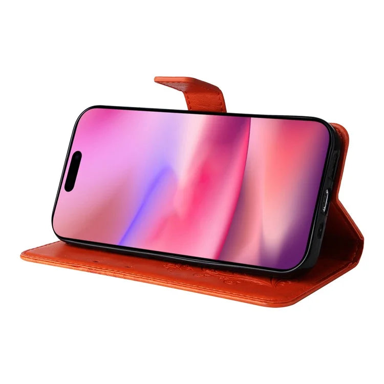 KT Imprinting Flower Series-2 For iPhone 16 Wallet Case Protective Leather Flip Cover